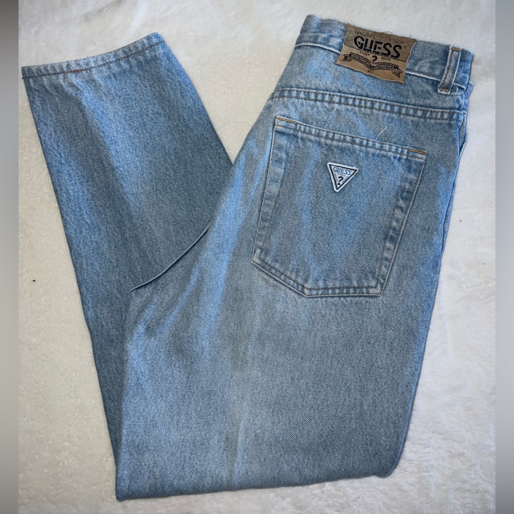 Vintage Women’s Guess Jeans Size 33 Classic Question Mark Logo Blue Denim 90s